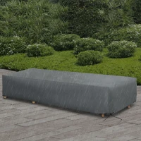 Outsunny 200x73cm Outdoor Garden Rattan Furniture Protective Cover Water UV Resistant Grey(m-2)
