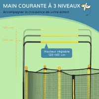 ZONEKIZ Trampoline rond enfant avec filet de protection capacité 50 kg pour adultes et enfants diamètre 140 cm jaune et noir(m-8)