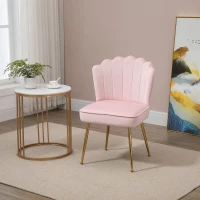 HOMCOM Velvet-Feel Shell Accent Chair - Pink(m-2)