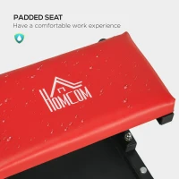 HOMCOM Workshop Stool, Rolling Machine Stool with 360° Swivel, Padded Seat, Tool Tray, Red(m-6)