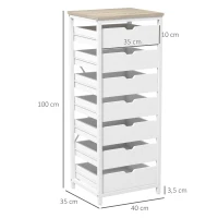 HOMCOM Commode meuble de rangement chiffonier à 7 tiroirs style comtemporain avec cadre en acier et poignées découpées blanc(m-3)