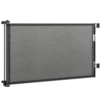 PawHut Puerta de Seguridad Extensible 0-150 cm Barrera Retráctil para Mascotas para Escaleras 165x10,7x85 cm Negro(m-10)