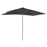 Outsunny 2 x 3m Wooden Garden Parasol Umbrella Outdoor Sun Shade Canopy, Dark Grey(m-11)