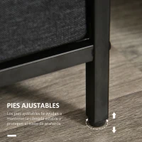 HOMCOM Cajonera de Tela con 4 Cajones Plegables y Estante Abierto Mueble de Oficina Estudio Dormitorio 58x29x103 cm Gris(m-7)