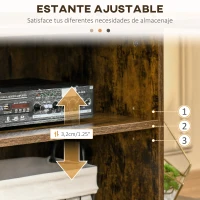 HOMCOM Mueble de TV para Televisores hasta 55 Pulgadas con 4 Compartimentos Estante Ajustable 110x40x50 cm Marrón Rústico(m-6)