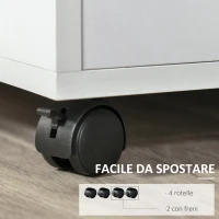 HOMCOM Mobiletto Porta Stampante con Ripiani Aperti e Armadietto in Legno, 60x50x65.5cm, Bianco(m-6)