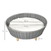 PawHut Wicker Dog Sofa PE Rattan Cat Bed Elevated Pet Bed Hand Woven with with Washable Soft Cushion Indoor Outdoor Use, for Small Medium Sized Dogs(m-3)