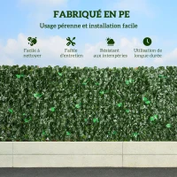 Outsunny Haie Artificiel Brise-Vue décoration Rouleau 3L x 1H m Feuillage réaliste Anti-UV Vert(m-4)