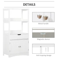 kleankin Bathroom Floor Cabinet, Free Standing Kitchen Cupboard with Shelves, Drawer and Doors, Storage Organizer for Living Room, White(m-4)