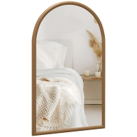 HOMCOM Miroir mural arche, 110 x 65 cm Cadre en bois, Miroir arqué pour le salon, la chambre, l'entrée, brun foncé