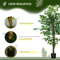 HOMCOM Pianta Artificiale di Ficus Alta 150cm per Interno ed Esterno con Vaso Incluso(m-4)
