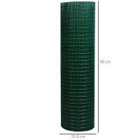 Pawhut PVC Coated Welded Wire Mesh Fencing Chicken Poultry Aviary Fence Run Hutch Pet Rabbit 30m Dark Green(m-3)