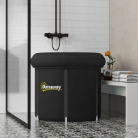Outsunny Cold Plunge Tub, Portable Ice Bath Cold Water Therapy Tub w/ Thermo Lid, for Athletes, Polar Recovery - Black(m-2)