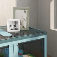 HOMCOM Caja de Almacenamiento Apilable con Tapa 69L de Capacidad Caja Organizadora Plegable con Ruedas 60x42x34 cm Azul(m-7)
