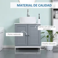 kleankin Mueble para Debajo del Lavabo con 2 Puertas y Estante Interior Ajustable Estilo Moderno 60x30x60 cm Blanco(m-6)