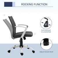 Vinsetto Office Chair Linen Swivel Computer Desk Chair Home Study Task Chair with Wheels, Arm, Adjustable Height, Dark Grey(m-5)