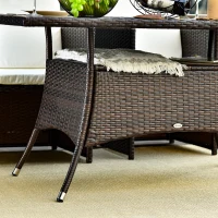 Outsunny Tavolino da Giardino con Ripiano Inferiore in PE Rattan 150x85x74cm Marrone(m-8)