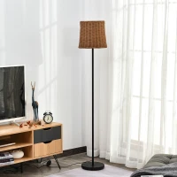 HOMCOM Lampadaire sur pied circulaire 40 W max. abat-jour rotin naturel marron dim. Ø 30 x 157 cm(m-2)