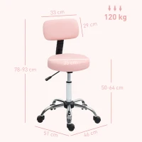 HOMCOM 360° Swivel Seat Salon Stool - Pink(m-3)