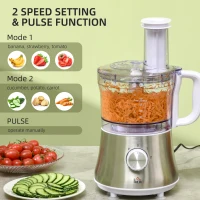 HOMCOM Food Processor with 1L Bowl, 1.5L Blender, Knife Blades, Reversible Slicing and Grating Discs, Adjustable Speed and Pulse, 500W(m-4)