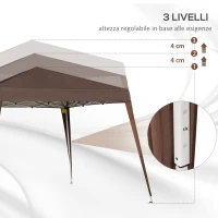 Outsunny Gazebo Pieghevole da Giardino 2.4x2.4m con Struttura in Acciaio e Corde Antivento, Caffè(m-7)