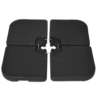Outsunny Base per Ombrellone Set 4 Pezzi in HDPE Riempibile con Acqua o Sabbia, 104x104x7.5 cm, Nera(m-10)