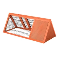 PawHut Jaula Conejo Conejera de Exterior con Buena Ventilación 2 Tablas Protección de Lluvia y Calor del Sol Ligero Madera de Abeto Estable Duradera Metal 118x50x45 cm(m-8)