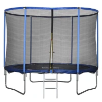 HOMCOM Trampolino Elastico da Esterno, Tappeto Elastico per Bambini e Adulti da Giardino con Rete di Sicurezza e Bordo Imbottito, Giochi da Giardino e Casa, Ø305x248cm, Blu e Nero(m-10)