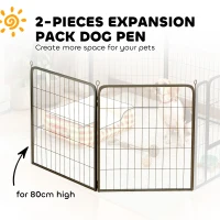 PawHut Two-Piece Dog Pen Expansion Pack for Medium Dogs, 80cm Tall Animal Pen with Three Connecting Stakes(m-4)