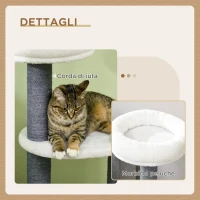 PawHut Albero per Gatti con Lettino, Casetta e Tiragraffi, 55.5x30.5x98 cm, Bianco(m-6)