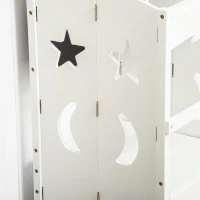 HOMCOM Kids Step Stool Toddler Kitchen Stool with Blackboard Lockable Handrail for Kids Kitchen Counter White(m-9)