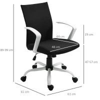 Vinsetto Fauteuil de bureau, chaise pivotante ergonomique hauteur réglable 61 x 61 x 99 cm noir et blanc(m-3)