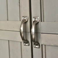 Outsunny Wooden Garden Shed with Two Windows, Tool Storage Cabinet, Outdoor Double Door Organizer 127.5L x 50W x 164H cm, Grey(m-8)