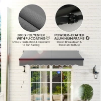 Outsunny 2.5 x 2m Electric Awning with Remote Controller, Aluminium Frame DIY Retractable Awning, UV30+ Sun Shade Canopy for Garden Patio Deck Door Window, Dark Grey(m-5)