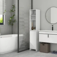 HOMCOM Colonna Bagno Salvaspazio con Armadietto e 2 Vani Aperti, 30x30x160cm, Bianco(m-7)