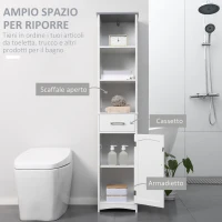 kleankin Armadietto Bagno con Scaffale a 3 Livelli, 1 Cassetto e 1 Mobiletto, 34x30x163cm(m-4)