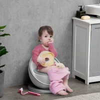 HOMCOM Kids Toilet Training Potty, with Removable Pot, Splash Guard and Brush - White(m-9)