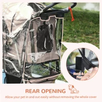 PawHut Dog Stroller with Rain Cover for Small Miniature Dogs, Folding Pet Pram with Cup Holder, Storage Basket, Reflective Strips, Brown(m-7)