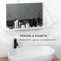 kleankin Specchio Bagno da Parete con Mensola Design Moderno e Multiuso, 60x12x40 cm, Bianco(m-4)