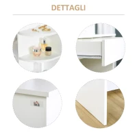 HOMCOM Postazione da Trucco, Tavolo per Toeletta in Legno Bianco, con Specchiera e Cassetto (108cm x 40cm x 142cm)(m-6)