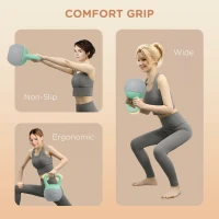 SPORTNOW 2 x 8kg Soft Kettlebell, Kettle Bell with Non-Slip Handle, for Home Gym, Strength Training, Cardio - Grey and Green(m-5)