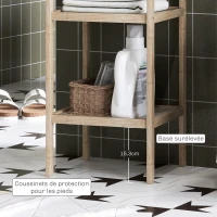 HOMCOM Étagère salle de bain rangement, meuble salle de bain en bambou à 4 niveaux, dim. 33 x 31 x 110 cm, naturel(m-6)