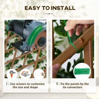 Outsunny 2pc Expanding Garden Trellis, 2 x 1m Faux Decorative Privacy Fence with Artificial Leaves, Privacy Screen Greenery Walls for Garden Balcony, Eucalyptus Leaves(m-7)