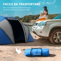 Outsunny Tenda da Campeggio 4 Posti con 2 Zone Notte e Borsa da Trasporto, 430×240×170 cm, Bianco e Azzurro(m-5)