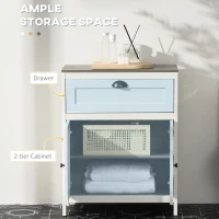 kleankin Bathroom Floor Cabinet, Freestanding Storage Cupboard with Drawer, Double Door Cabinet and Adjustable Shelf, White(m-4)