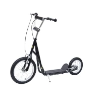 HOMCOM Scooter Monopattino Manubrio Regolabile Portata 100kg Bambini Acciaio 125x58x92-100cm Nero(m-1)