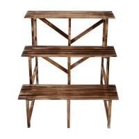 Outsunny Fioriera Portavasi a 3 Gradini in Legno di Abete in Grado di Supportare Fino a 80kg di Carico per Giardini, Terrazzi, Balconi e Appartamenti 80x80x78cm(m-5)