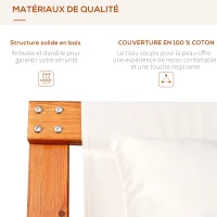 Outsunny Bain de Soleil transat Design à Bascule 2 Places 2 Coussins Inclus Bois mélèze pré-huilé Coton Blanc(m-6)