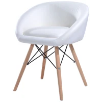 HOMCOM Faux Leather Home Office Modern Lounge Padded Chic Dining Chair with Solid Wood Legs Living Room Furniture(m-11)