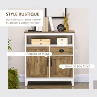 HOMCOM Buffet cuisine meuble de rangement 2 portes tiroir étagère ajustable compartiment ouvert 76,6 x 35 x 81,5 cm chêne brun(m-4)